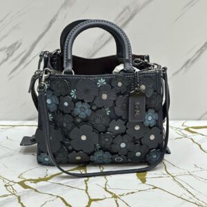 Coach Rogue 25 Tea Rose Applique in Midnight Navy