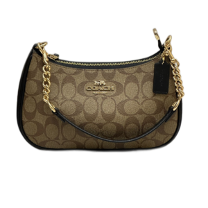 Coach Terry Shoulder Signature Khaki Black