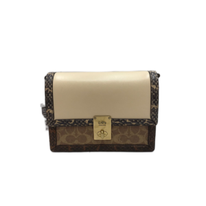 Coach Hutton Shoulder Bag in Signature Tan Ivory Snakeskin