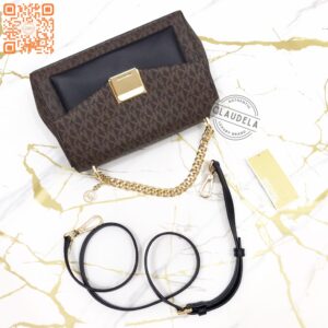 Michael Kors Lita Medium Shoulder Bag in Signature Brown Black