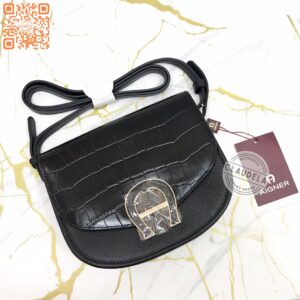 Aigner Pina Croco Crossbody in Black