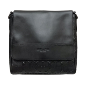 Coach Graham Houston Men's Flap Crossbody in Black Embossed Leather