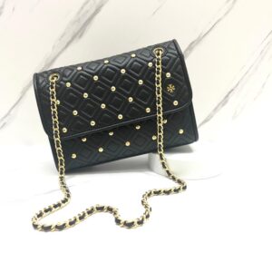 Tory Burch Fleming Small Convertible Shoulder Bag in Black Studs