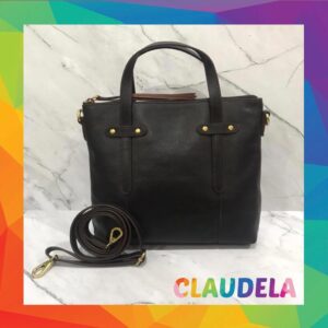 Fossil Felicity Satchel in Black Leather