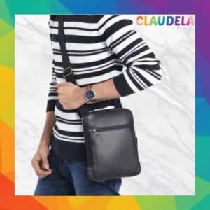 FOSSIL Kenton Courier Men’s Crossbody Bag in Black Leather